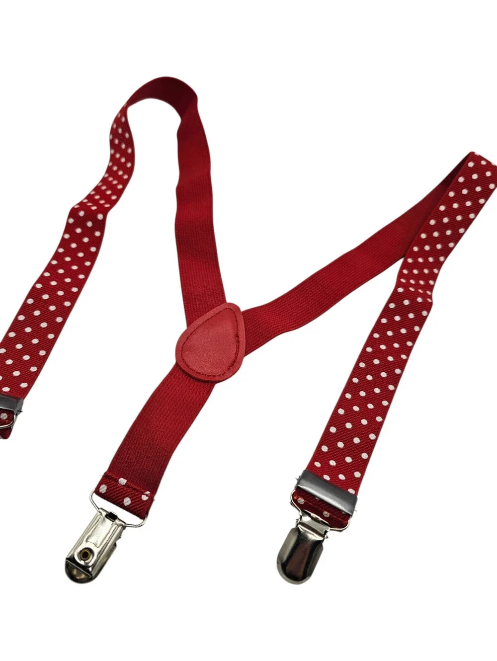 Set of Kids Childrens Vintage Suspenders Red White Polka Dot